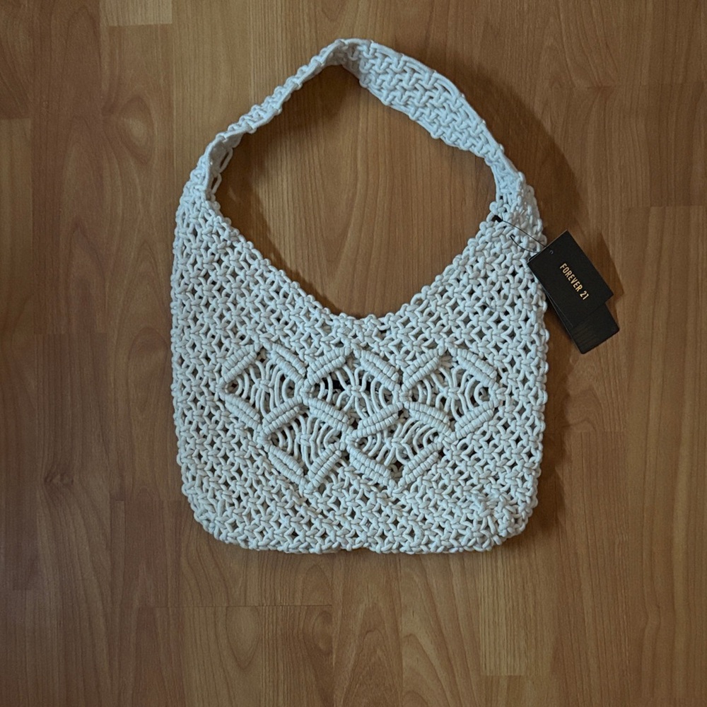 Forever 21 Cream Crochet Shoulder Bag